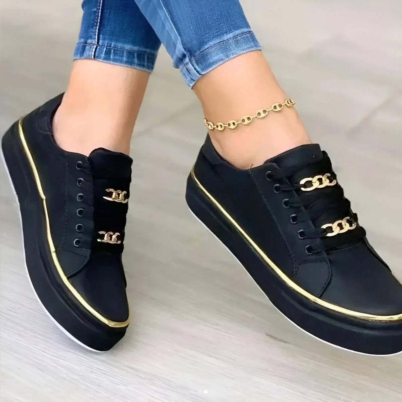 Aveline™ Ergonomic Chain Accent Sneakers